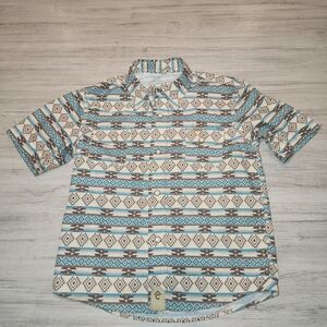 Rafter C Outdoors Button Up Western Short Sleeve Shirt Youth Boys Size Small B4